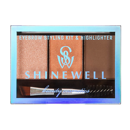 SHINEWELL Набор для моделирования бровей с хайлайтером shinewell набор спонжей с кистью для макияжа