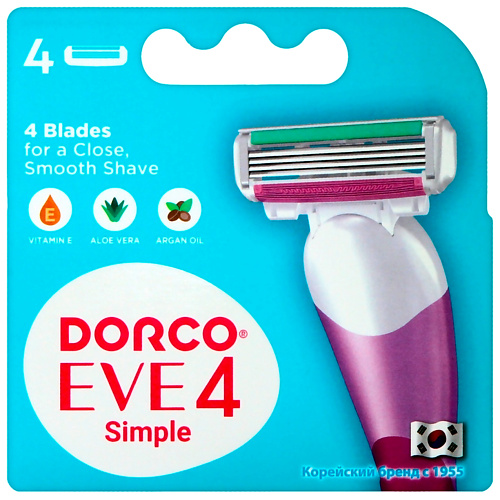 DORCO Женские сменные кассеты для бритья EVE4, 4-лезвийные 4 dorco сменные кассеты для бритья pace3 3 лезвийные
