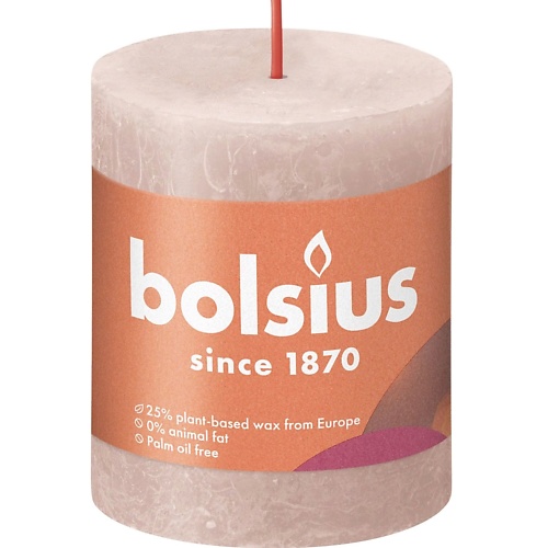 BOLSIUS Свеча рустик Shine туманно-розовая 260 bolsius подсвечник bolsius сandle accessories 76 54 красный для чайных свечей