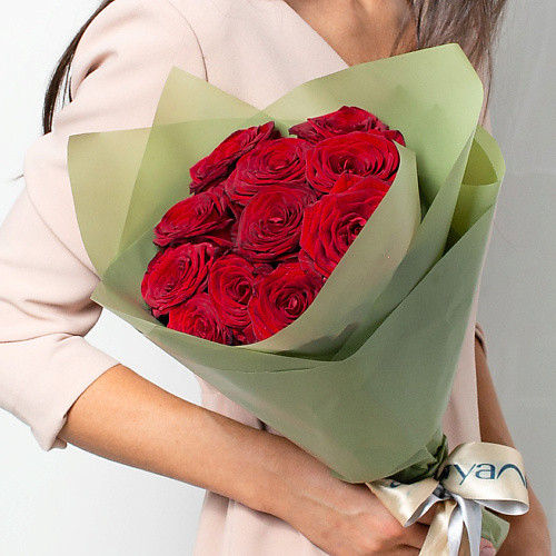 ЛЭТУАЛЬ FLOWERS Букет из бордовых роз 11 шт. (40 см) лэтуаль flowers ванилька m