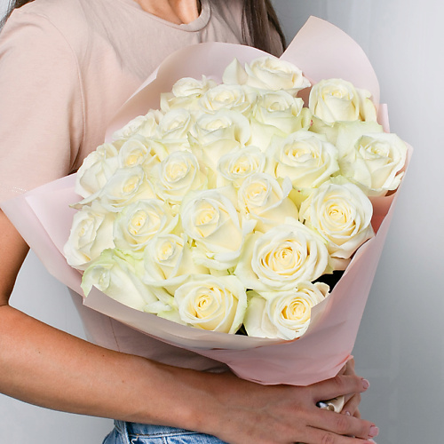 ЛЭТУАЛЬ FLOWERS Букет из белоснежных роз 25 шт. (40 см) пакет крафтовый flowers for you 39 х 30 х 14 см
