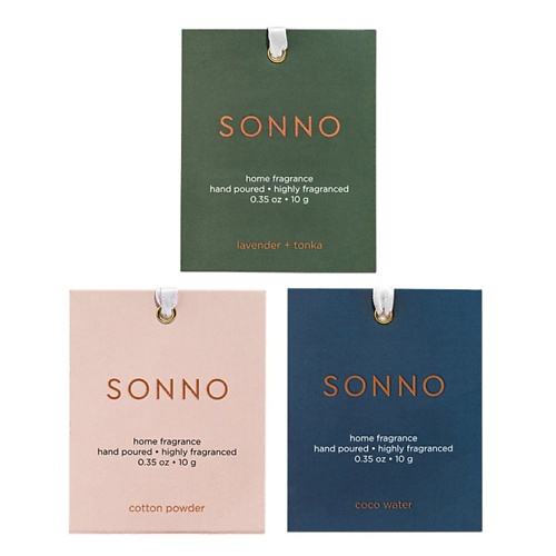 SONNO Privat Label Комплект из 3х ароматических саше (Lavender + Tonka, Coco Water, Cotton Powder) осветляющий порошок саше blond powder no aroma ollin blond performance 728998 500 г