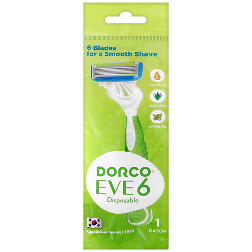 DORCO Женская бритва одноразовая EVE6, 6-лезвийная 1 dorco бритвы одноразовые pace3 3 лезвийные 1