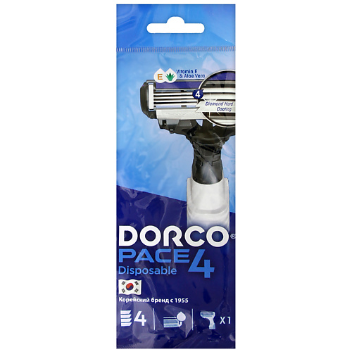 DORCO Бритва одноразовая PACE4, 4-лезвийная 1 бритвенные станки одноразовые dorco pace 6 6 лезвий плавающая головка 4 станка