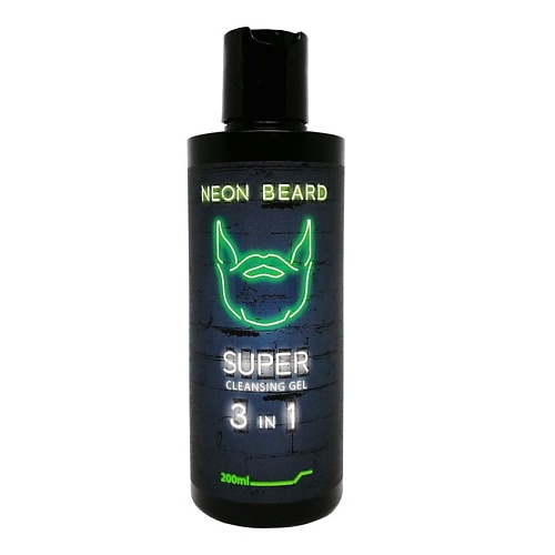 NEON BEARD Супер-очищающий гель для лица и бороды GREEN NEON - Экзотическая Вербена 200 yummmy гель для душа с блестками цитрусовый фреш