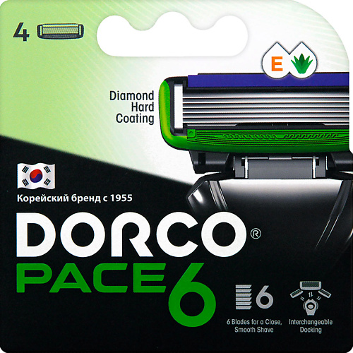 DORCO Сменные кассеты для бритья PACE6, 6-лезвийные dorco сменные кассеты для бритья pace3 3 лезвийные