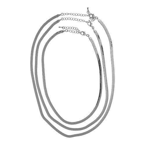 UVI JEWELLERY Тройное серебристое колье плетения снейк