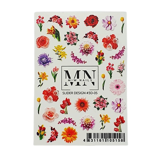 MIW NAILS Слайдер дизайн с объемными элементами 3D Цветы большая новогодняя книга с объемными картинками ил в шварова и е алмазовой