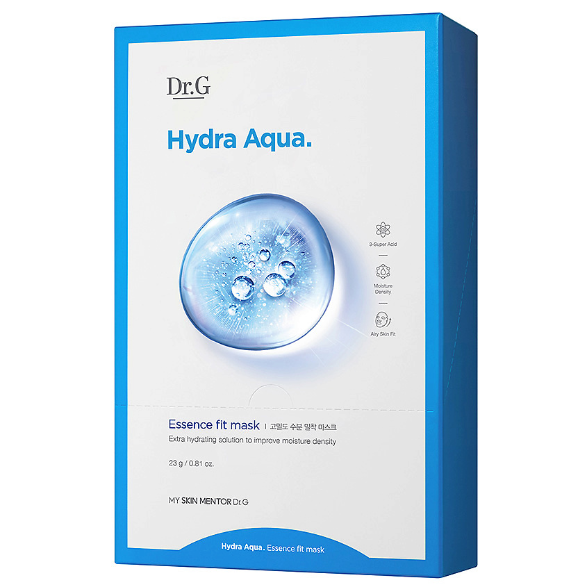 фото Dr.g тканевые маски для лица с 11 гиалуроновыми кислотами "hydra aqua essence fit mask "