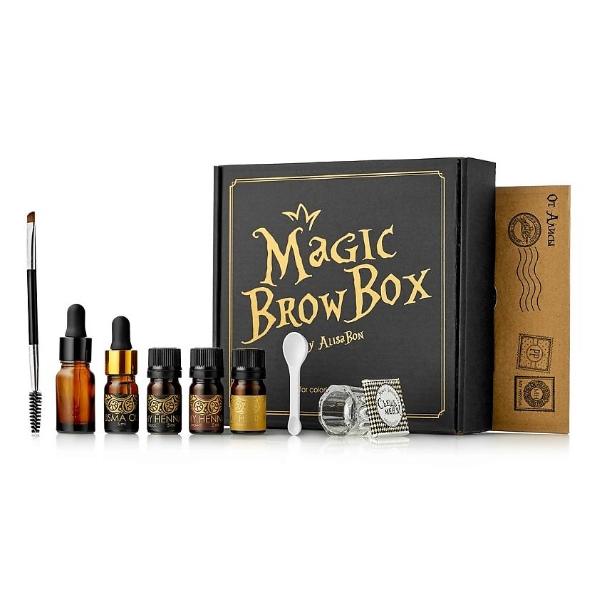 фото Alisa bon набор хны для окрашивания бровей "magic brow box"