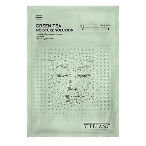 STEBLANC Тканевая маска сыворотка для лица увлажняющая с экстрактом зеленого чая 25 steblanc тканевая маска эссенция для лица с муцином улитки 25