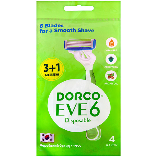 DORCO Женские бритвы одноразовые EVE6, 6-лезвийные dorco бритвы одноразовые tg711 2 лезвийные 1