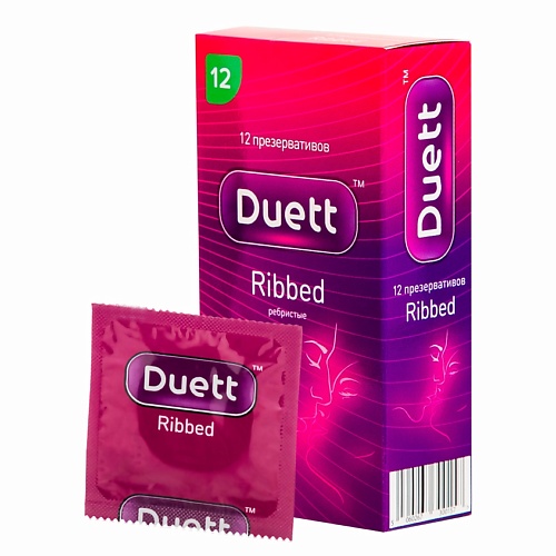 DUETT Презервативы Ribbed с кольцевым рифлением 12 unilatex презервативы ribbed 3 0