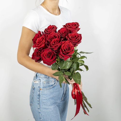 ЛЭТУАЛЬ FLOWERS Букет из высоких красных роз Эквадор 11 шт. (70 см) букет подсолнух премиум 9х29 см жёлтый