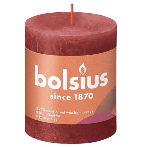 BOLSIUS Свеча рустик Shine красная 260 bolsius свеча столбик арома true scents ваниль 250