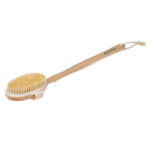 BRADEX Щётка для сухого массажа из чайного дерева с щетиной кактуса со съемной ручкой пижон двухсторонняя пуходёрка щетка с резиновой ручкой