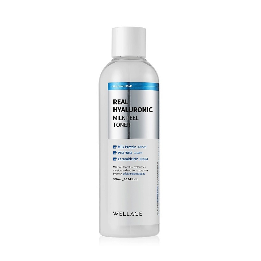 фото Тоник "real hyaluronic milkpeel toner" 300 мл wellage