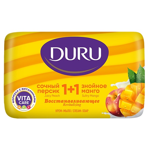 DURU Туалетное крем-мыло 1+1 Сочный персик & Знойное манго 80 мыло lp care с экстрактом манго 90 г