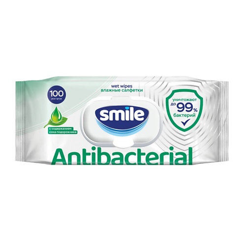 SMILE WONDERLAND Влажные салфетки с подорожником Antibacterial 100 ultra fresh влажные салфетки antibacterial 72