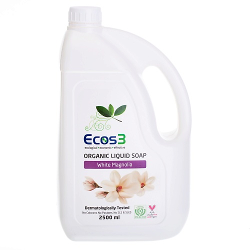 ECOS3 Органическое жидкое мыло «Белая Магнолия» 2500 наклейка новогодняя снежинка белая 15х15