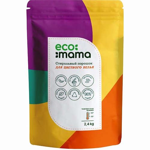 ECO MAMA Стиральный порошок для цветного белья 2400 eco mama стиральный порошок универсальный 2400