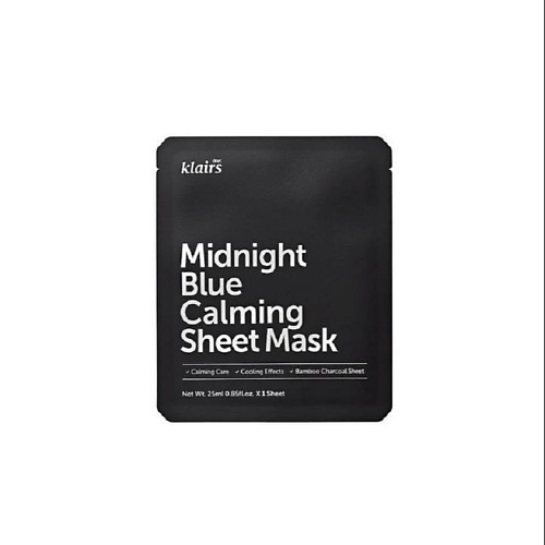 DEAR, KLAIRS Маска тканевая успокаивающая Midnight Blue Calming Sheet Mask 25 8 horas of silk шелковая макси маска для сна midnight sun