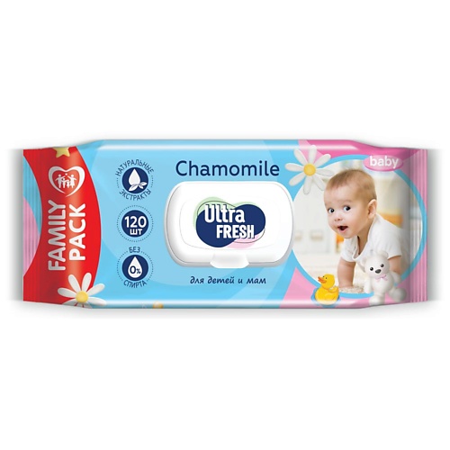ULTRA FRESH Влажные салфетки для детей и мам Baby 120 ecolatier baby детское молочко с пантенолом ежедневный уход 3 150