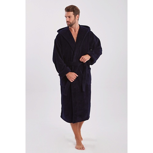 PECHE MONNAIE Мужской махровый халат с капюшоном Formula SPORT 902 bio textiles халат мужской dark blue
