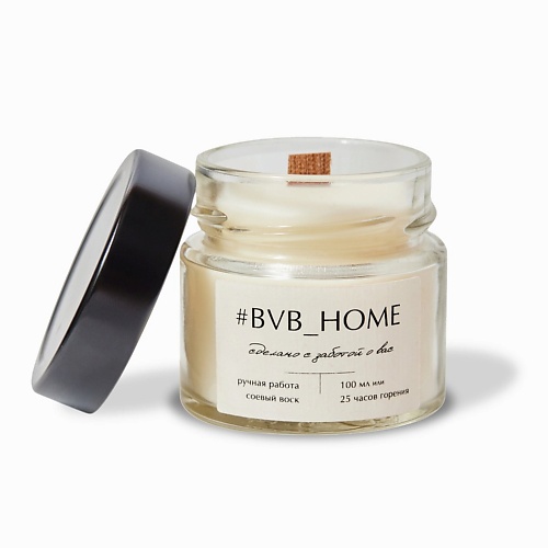 #BVB_HOME Ароматическая свеча с деревянным фитилем - Утренняя роса 100 venew свеча ароматическая с деревянным фитилем ambre vanille 100