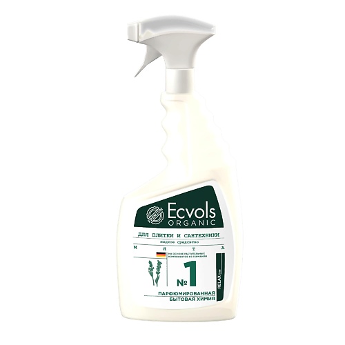 ECVOLS Жидкое средство для чистки сантехники и плитки  с эфирными маслами Мята, №1 750 жидкое мыло для рук ecvols 31 с эфирными маслами мята 300 мл