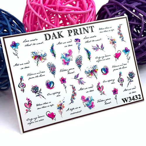 DAK PRINT Слайдер-дизайн для ногтей W3432 dak print слайдер дизайн для ногтей m827