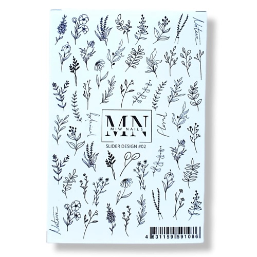 MIW NAILS Слайдер дизайн для маникюра ногтей цветы ветки вниз сквозь ветки и кости