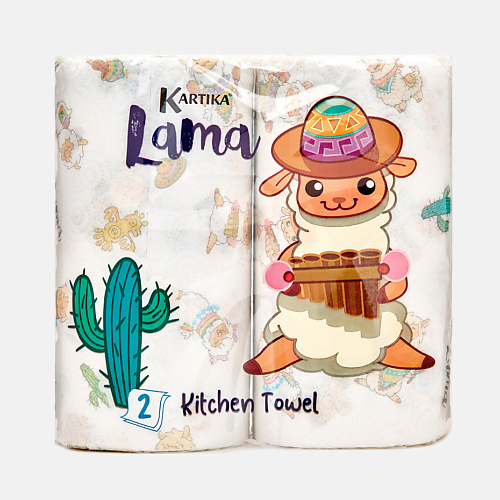 фото Kartika полотенца бумажные кухонные с рисунком "лама" 2 слоя