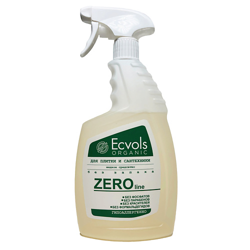 ECVOLS Жидкое гипоаллергенное средство для чистки сантехники и плитки ZERO 750 aquasmart средство для уборки дома гипоаллергенное 750
