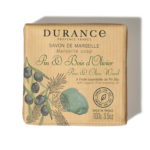 DURANCE Марсельское мыло кусковое Сосна и дерево оливы Pine & Olive wood 100 durance марсельское жидкое мыло лаванда и травы прованса lavender