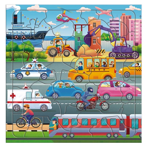 Настольная игра ГЕОДОМ Пазл фигурный на подложке Транспорт геодом раскраска транспорт