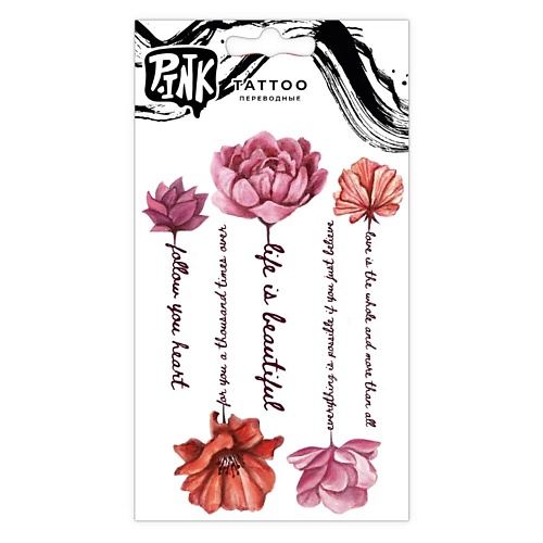 P.INK Наклейки-тату переводные Цветы с надписями наклейки тату переводные японские маски