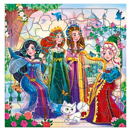 ГЕОДОМ Пазл фигурный на подложке Принцессы 320.25 мозаика гелевыми стразами ариэль принцессы
