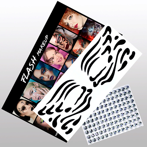 Наклейки для лица VLASOVA JULIA Наклейки для макияжа набор - стразы, формы черные F2101
