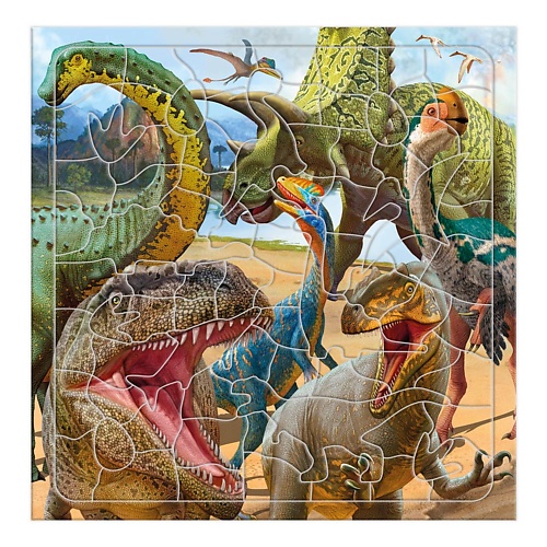 ГЕОДОМ Пазл фигурный на подложке Динозавры знакомьтесь динозавры