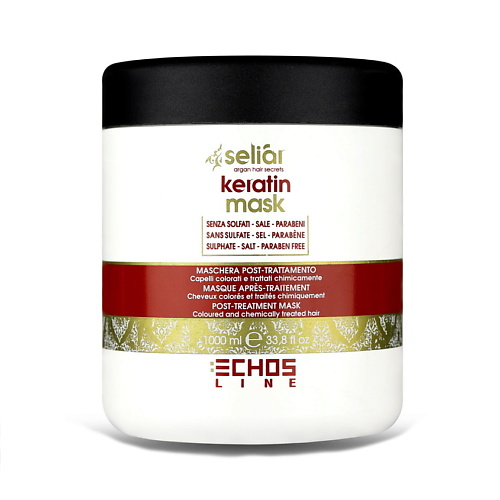 ECHOS LINE Восстанавливающая маска для окрашенных и поврежденных волос SELIAR KERATIN 1000.0 echos line несмываемая пенка для объема волос seliar volume 200 0