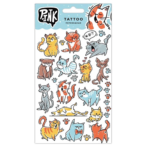 P.INK Наклейки-тату переводные Смешные коты коты эрмитажа весёлые задания более 100 наклеек