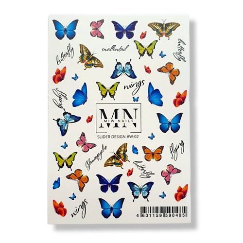 MIW NAILS Слайдер дизайн для маникюра бабочки трафарет пластик красивые бабочки 16х22 см