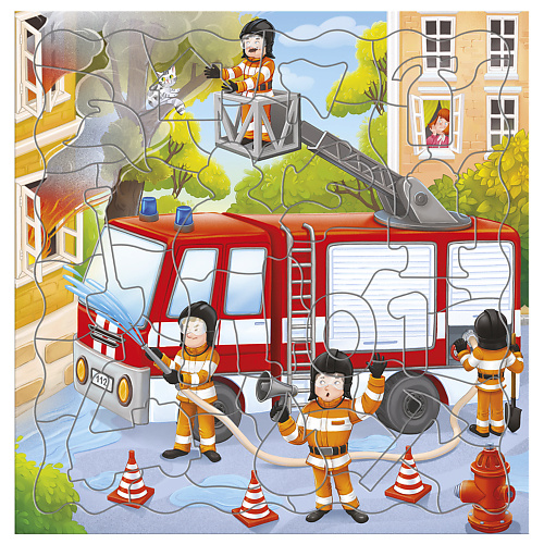 ГЕОДОМ Пазл фигурный на подложке Пожарная машина плакат фигурный с новым годом дед мороз и снегурка 63 х 23 см