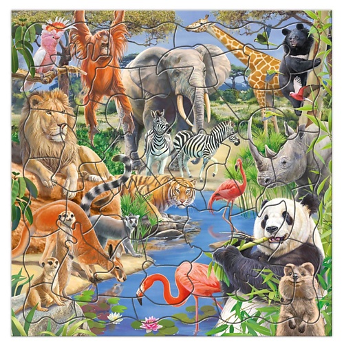 ГЕОДОМ Пазл фигурный на подложке Дикие животные 320.25 1toy игровой набор в мире животных дикие животные 1