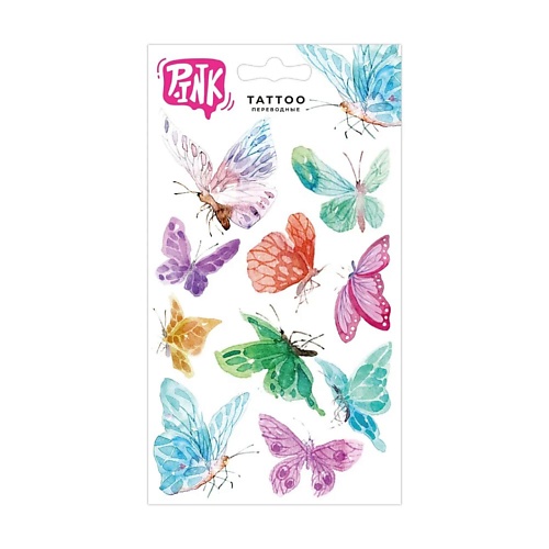 P.INK Наклейки-тату переводные Акварельные бабочки набор для украшения бабочки 12 штук синий