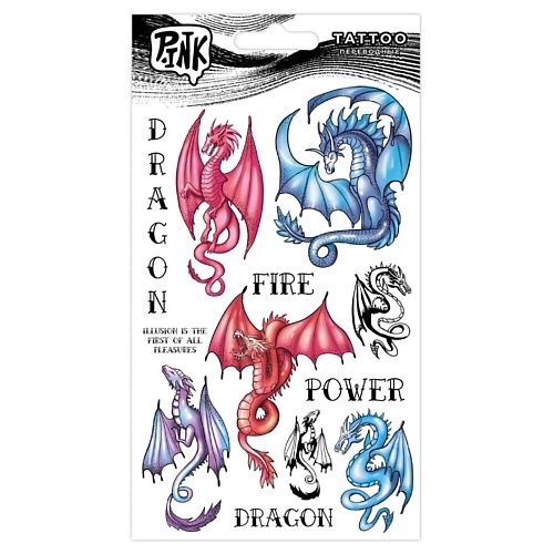 P.INK Наклейки-тату переводные Драконы и надписи p ink наклейки тату переводные драконы и надписи