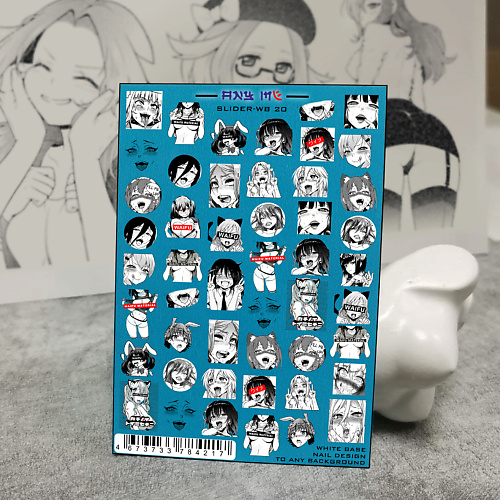 ANY ME Слайдеры для маникюра аниме. Ахегао, хентай, Waifu material личный дневник со стикерами девочка аниме