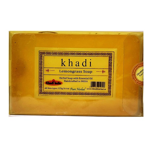 KHADI Натуральное очищающее мыло Лемонграсс 125 натуральное мыло hemani с черным тмином от сухости и воспалений 75 г