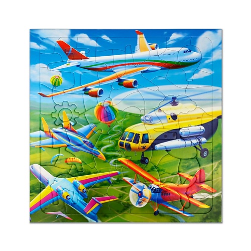 ГЕОДОМ Пазл фигурный на подложке Самолёты лучшие самолёты раскраски для мальчиков с наклейками